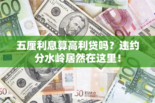 武汉五厘利息算高利贷吗？违约分水岭居然在这里！